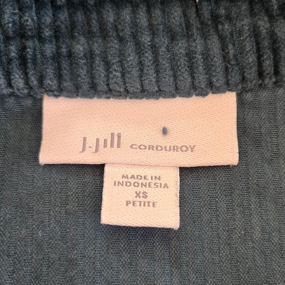 J. Jill XS Petite Corduroy Shirt Dress Teal Blue 3/4 Sleeve Pockets - Picture 11 of 14